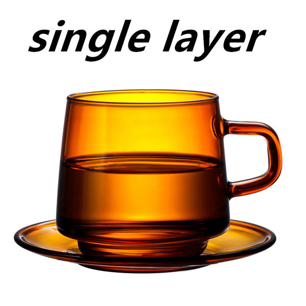 Borosilicate Amber Coffee Cup Glass Single Layer Mug